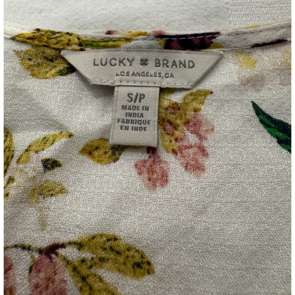 Womens Lucky Brand Floral Flowy Top Size S Small Tie Front Viscose 3/4 Sleeve - Picture 5 of 9